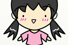 髪を二つ結いにした、ルームウェア姿の若い女性
