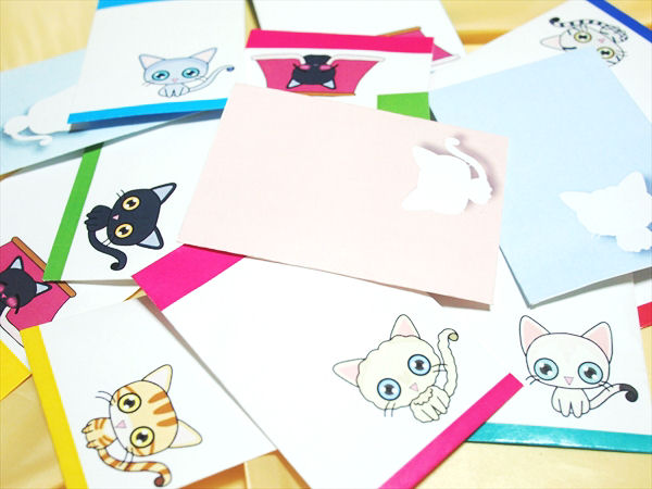 フリー素材 猫イラスト付き封筒類 縦型 を配布中 ちいねこデジタル絵画 イラスト教室