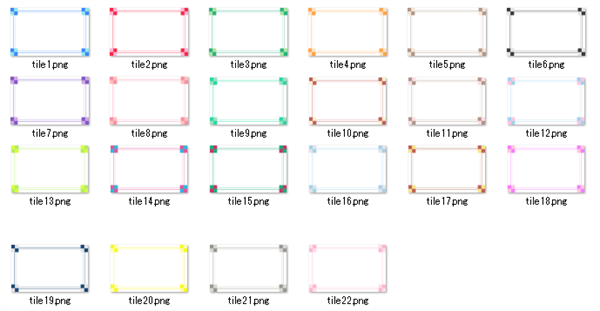 無料素材：名刺用タイル飾り枠のカラー一覧