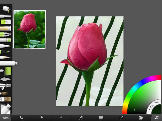 iPadで花の背景を描く